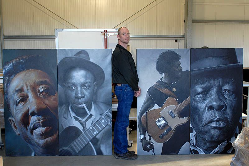 800x535 Sebastian With 4 Blues Paintings Paint Envy - Kruger Painting