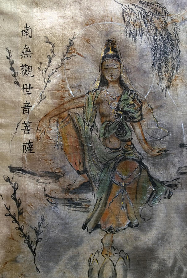 605x900 Kuan Yin In Royal Ease Pose Painting By Silk Alchemy - Kuan Yin Painting
