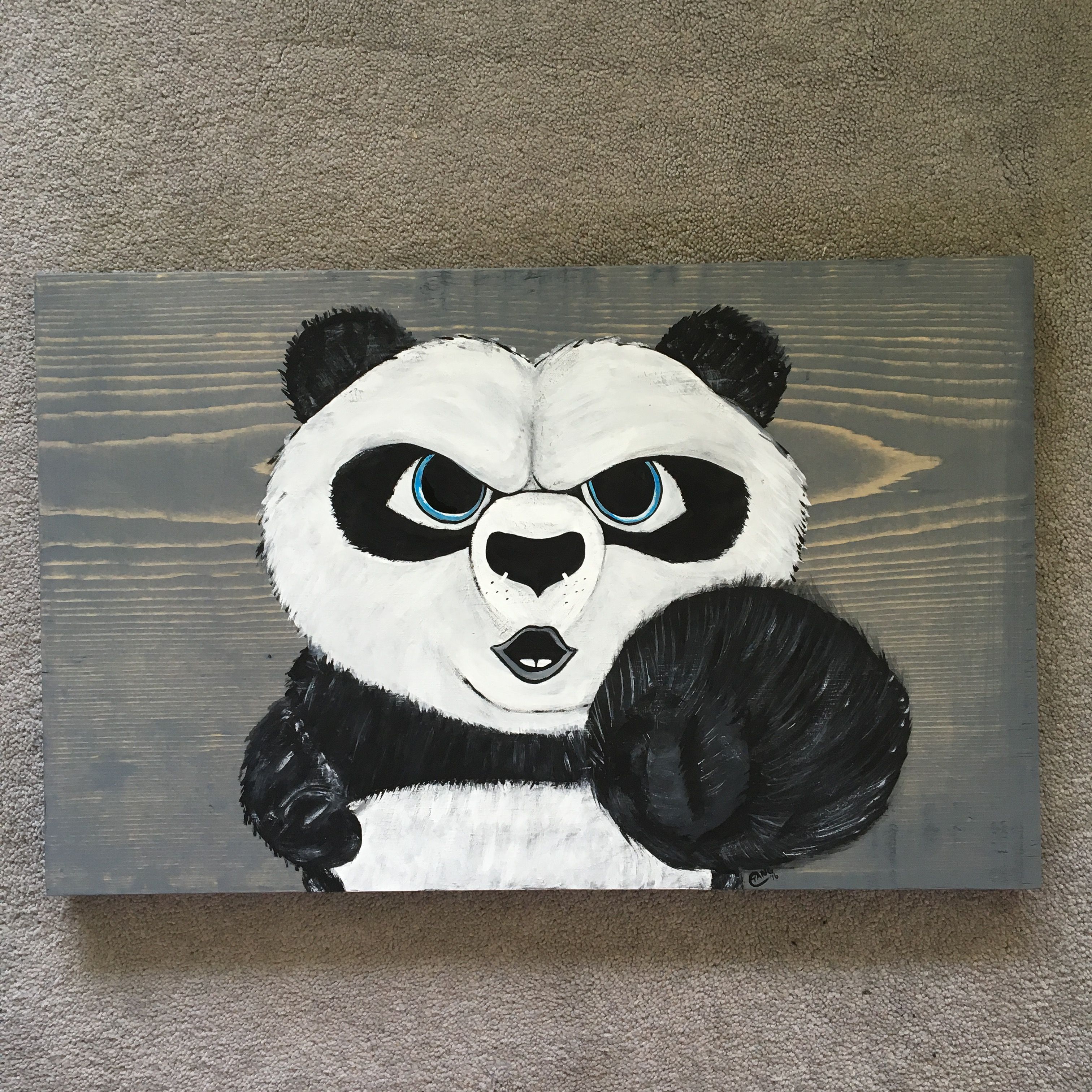 3024x3024 Cute Kung Fu Panda Painting On Wood - Kung Fu Panda Painting