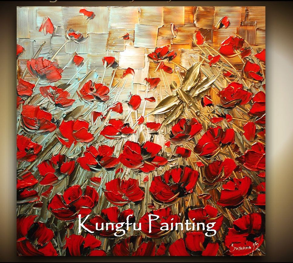 966x869 Tex3007 100% Hand Painted Unframed Abstract Flower Painting - Kungfu Painting