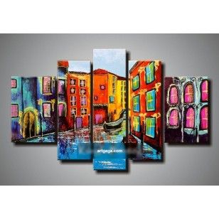 308x308 100% Hand Painted Abstract 5 Panel Canvas Art Living Room Wall - Kungfu Painting