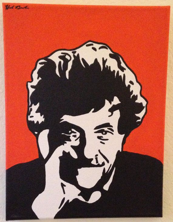 570x732 Kurt Vonnegut 9 By 12 Pop Art Painting With Bright Orange - Kurt Vonnegut Painting