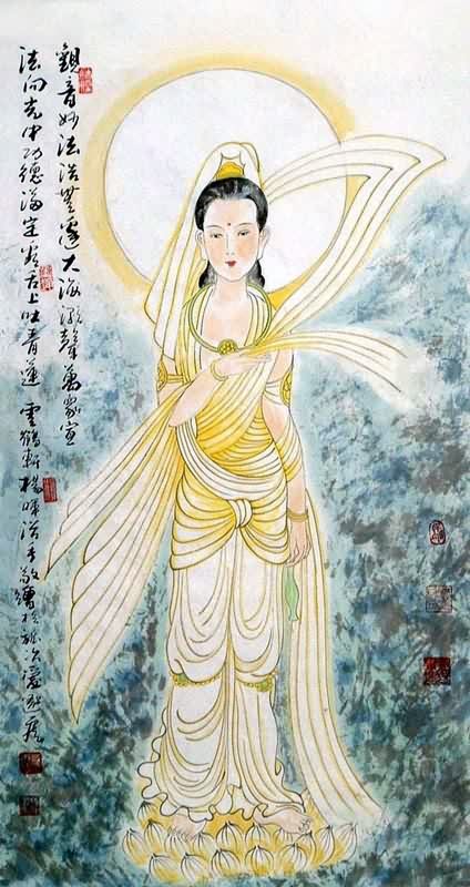 424x800 Chinese Kuan Yin Painting 3518092, 50cm X X - Kwan Yin Painting