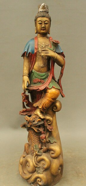289x620 Free Shipping Aa 002746 23 Folk Chinese Bronze Painting Buddhism - Kwan Yin Painting
