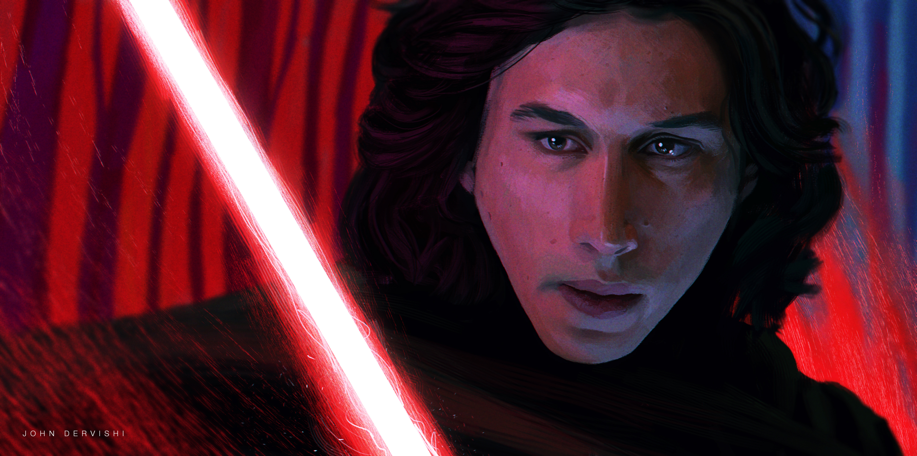 3000x1492 My Digital Painting Of Kylo Ren Starwars - Kylo Ren Painting