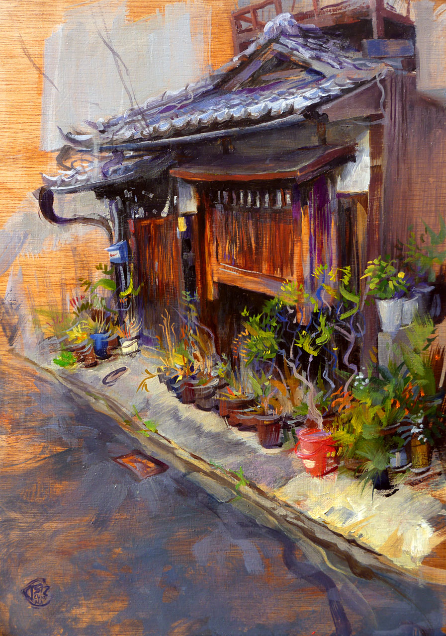 897x1280 Kyoto Machiya Exposition And First Painting Thomas Schmall - Kyoto Painting