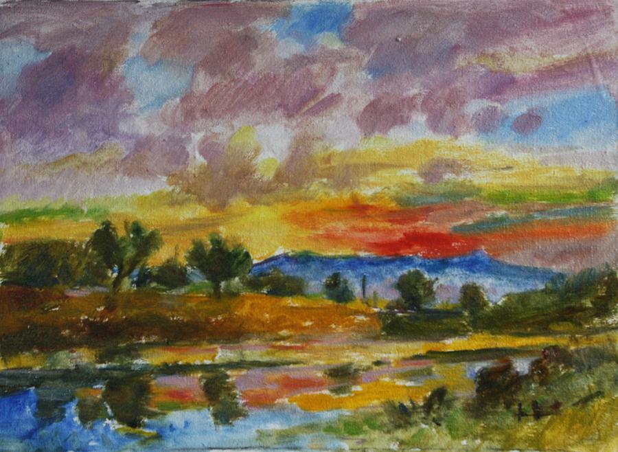 900x658 Kyoto River In September Painting By Owen Hunt - Kyoto Painting