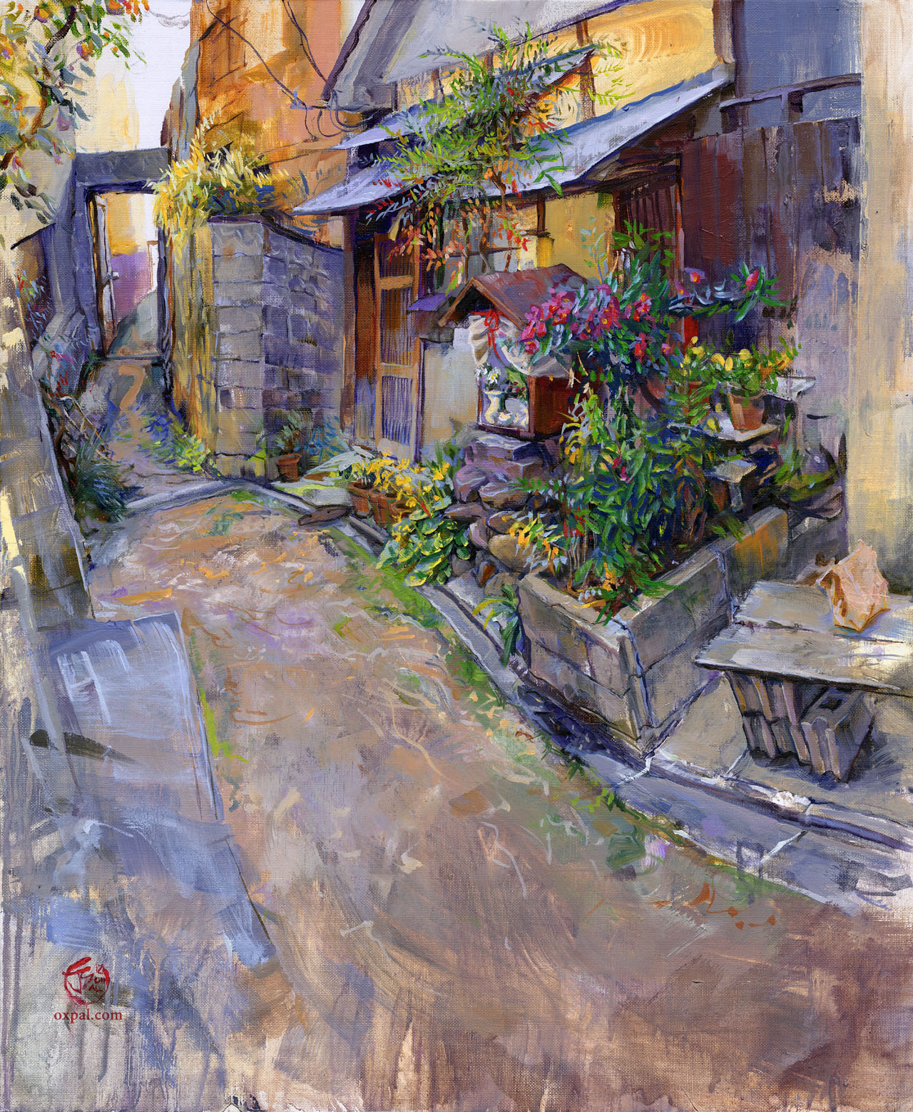 1280x1558 Machiya Painting The Path Thomas Schmall - Kyoto Painting