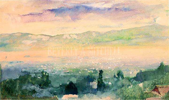 720x426 Sunrise In Fog Over Kyoto By John La Farge Giclee Print - Kyoto Painting