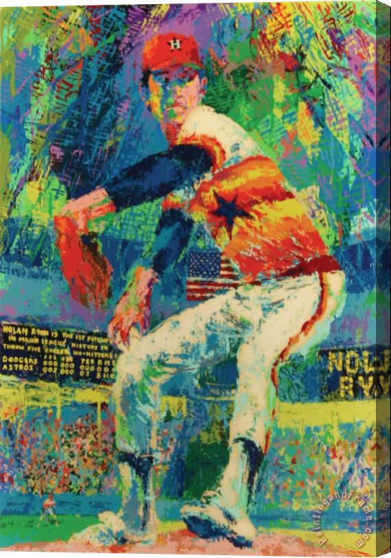 570x813 Leroy Neiman Nolan Ryan Stretched Canvas Painting Canvas Art - L Ryan Painting