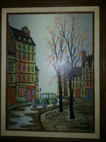 360x480 Original Oil Painting Signed L. Ryan Canvas Framed 12x16 Cityscape - L Ryan Painting