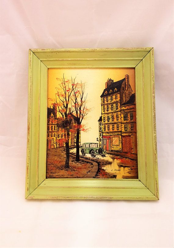 570x814 Vintage L. Ryan Oil On Canvas Framed Folk Art Painting T5 - L Ryan Painting