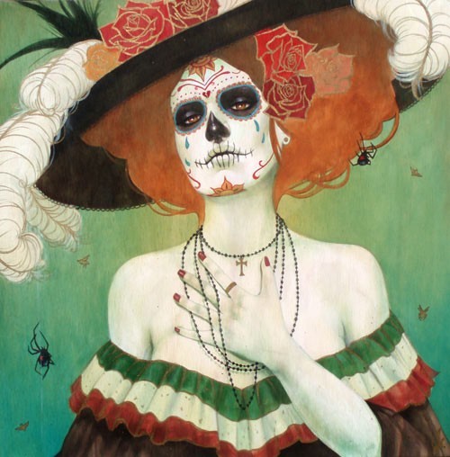 500x508 La Calavera Aburrida James Maybe - La Catrina Painting