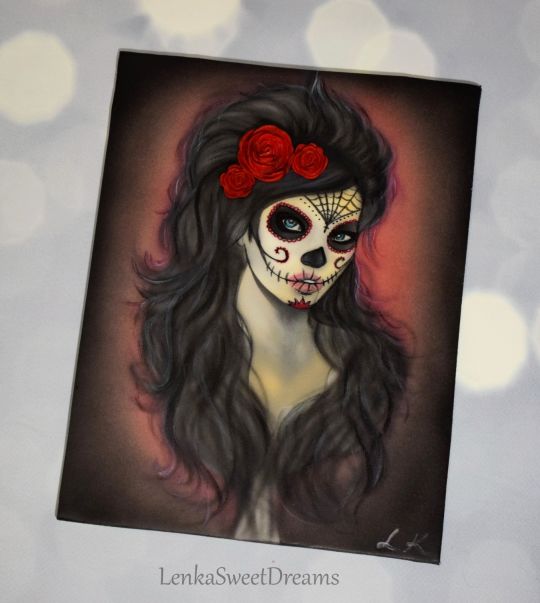 540x603 La Catrina. Airbrush Painting On Fondant - La Catrina Painting