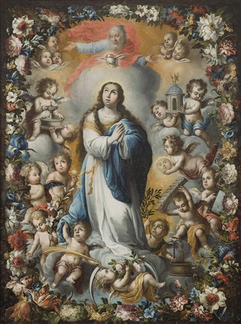 350x470 La Inmaculada Redeada De Tenantes Con Los - La Inmaculada Concepcin Painting