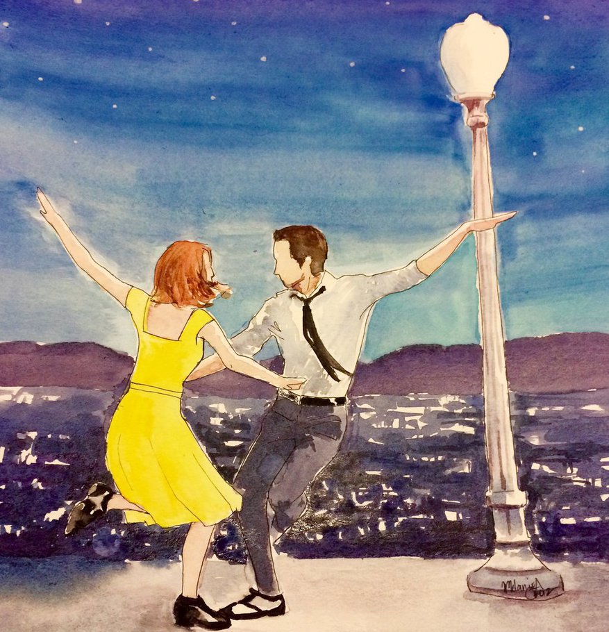 877x910 Lala Land Watercolor By Zarlath - La La Land Painting