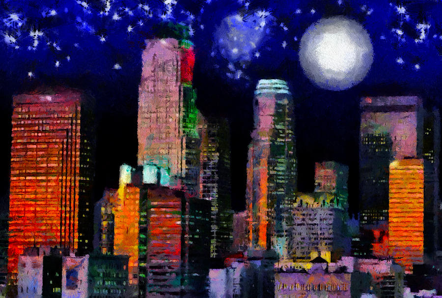 900x606 La Skyline Painting By Anthony Caruso - La Painting