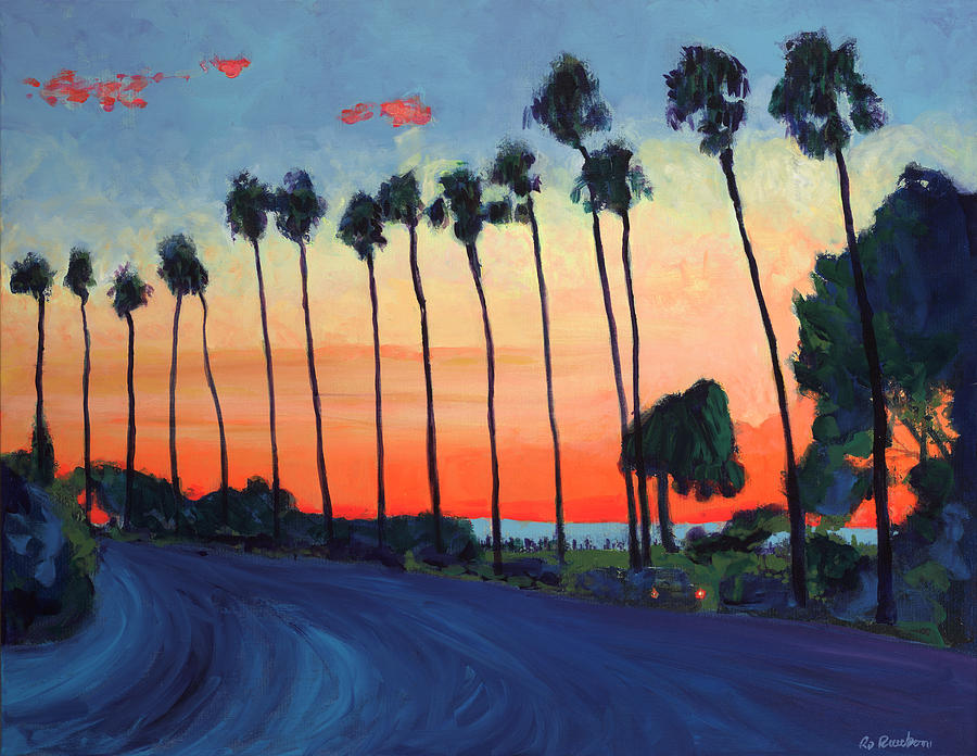 900x696 Sunset At La Jolla Cove San Diego Painting By Rd Riccoboni - La Painting