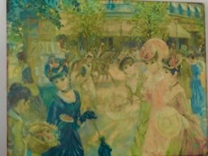 300x225 Vintage Oil Painting On Canvas Of Ladies La Parisienne By Strevens - La Parisienne Painting