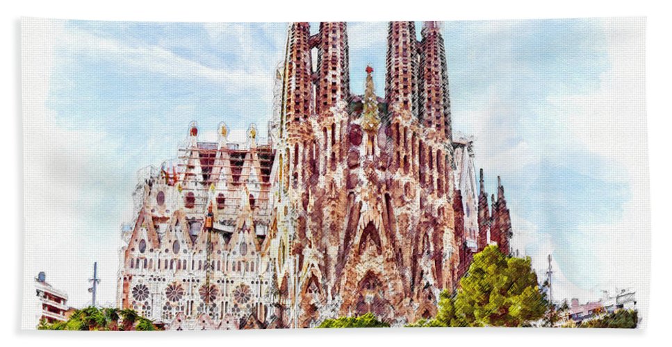 967x500 La Sagrada Familia Beach Sheet For Sale By Marian Voicu - La Sagrada Familia Painting
