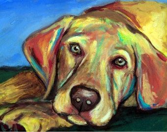 340x270 Labrador Retriever Art Print Of Original Painting By Dottiedracos - Lab Painting