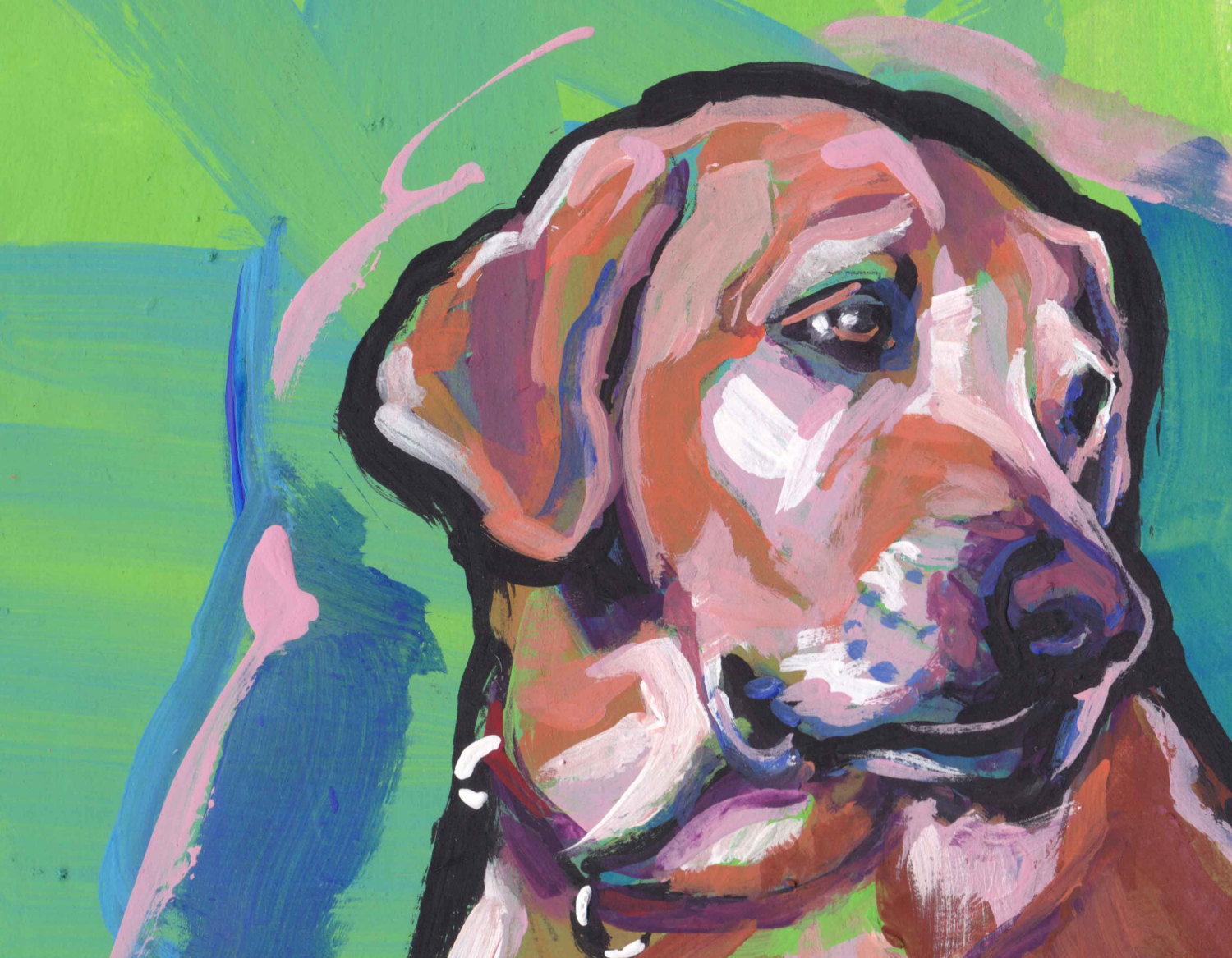 1500x1167 Labrador Retriever Dog Portrait Art Print Of Pop Art Yellow - Lab Painting