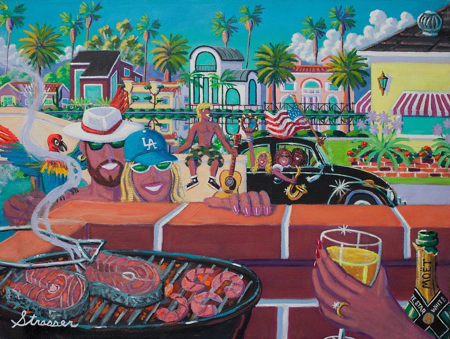 900x678 Labor Day Venice Style Painting By Frank Strasser - Labor Day Painting