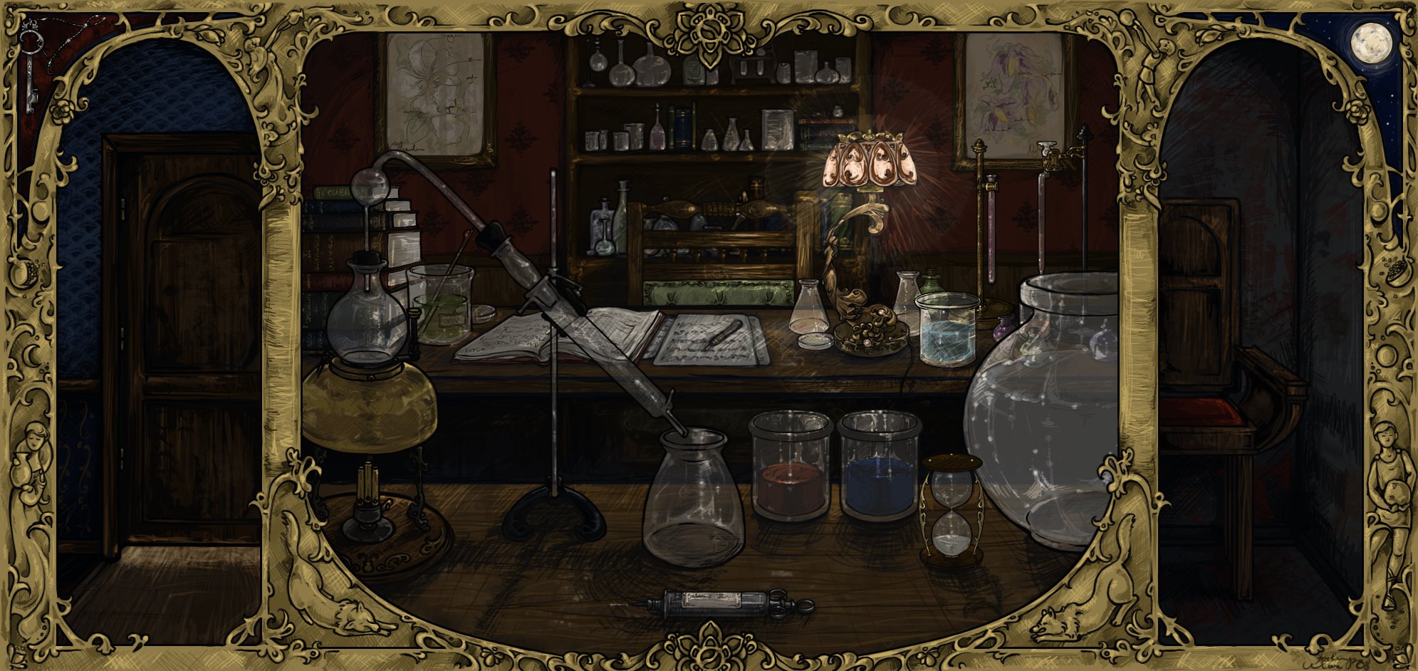 1991x942 The Laboratory By Lorneniesart - Laboratory Painting