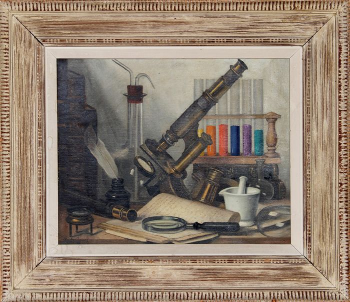 700x605 Charles Cerny, Scientific Laboratory, Oil Painting - Laboratory Painting