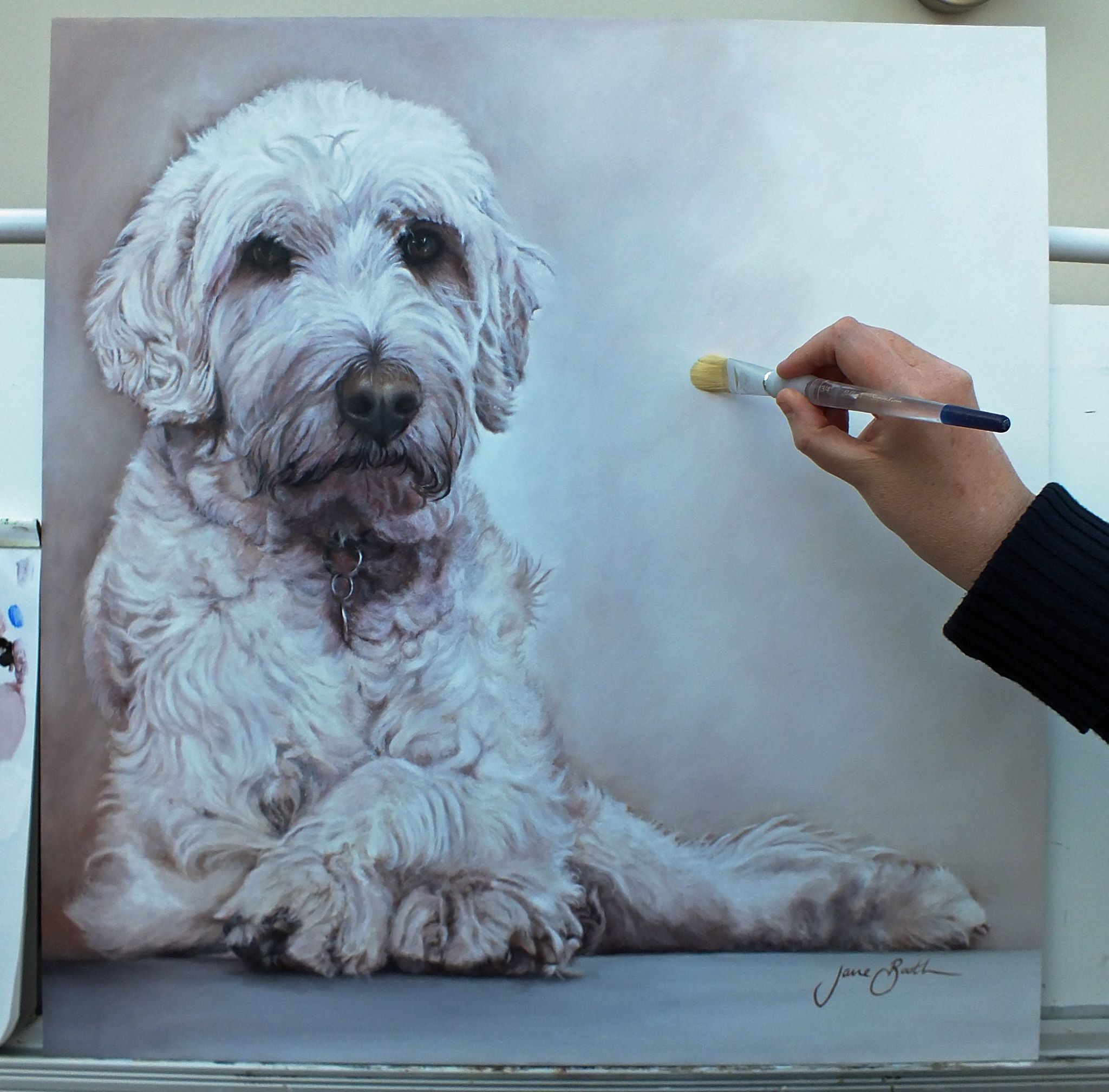 2048x2016 Dogs Jane Booth Fine Art Paintings - Labradoodle Painting