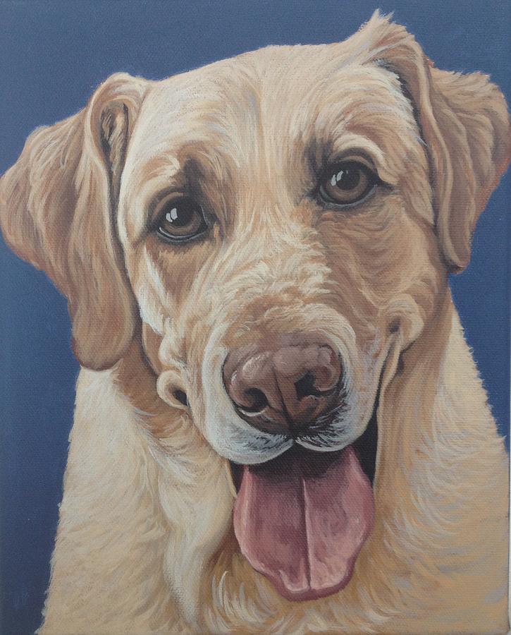 725x900 Yellow Lab Dog Portrait Painting, Labrador Retriever Dog Painting - Labrador Retriever Painting