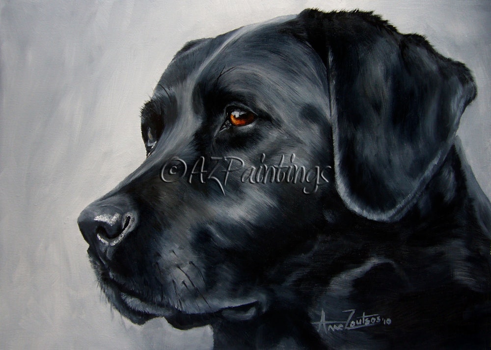 1000x713 Back In Black - Labrador Retriever Painting