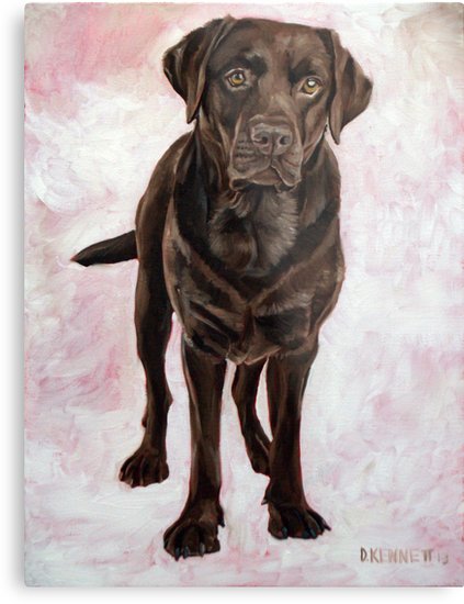 423x550 Chocolate Lab Painting Metal Prints By Bffpetpaintings Redbubble - Labrador Retriever Painting