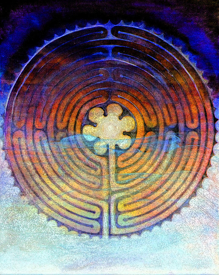 717x900 Chartres Labyrinth Walking The Sacred Pathway Painting By Art By Ela - Labyrinth Painting