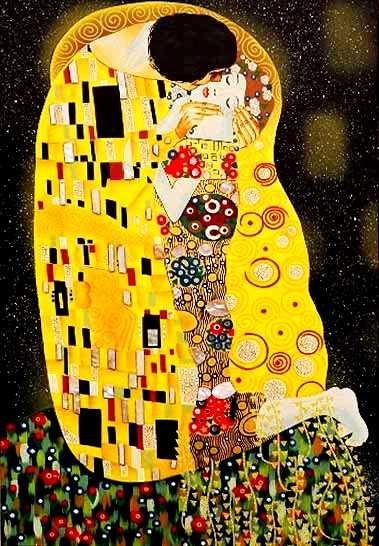 379x546 The Kiss - Lacquer Painting