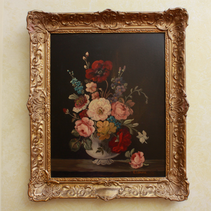 700x700 Framed E. Lacroix Oil Painting On Board Ebth - Lacroix Painting