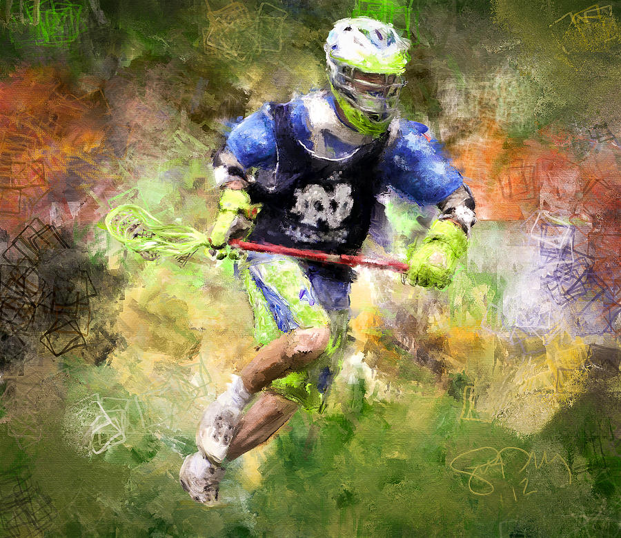 900x780 Jaxx Lacrosse 2 Painting By Scott Melby - Lacrosse Painting