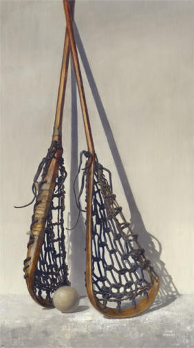 282x505 Judy Minor, Realist Painterlacrosse,painting Of Vintage Handmade - Lacrosse Painting