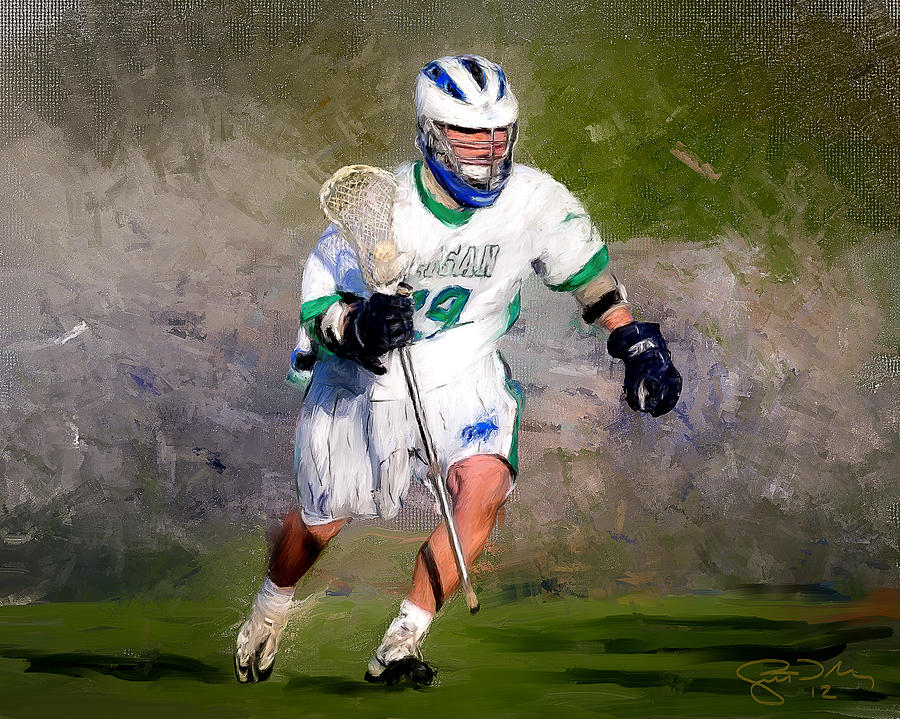 900x719 The Lacrosse Player Painting By Scott Melby - Lacrosse Painting