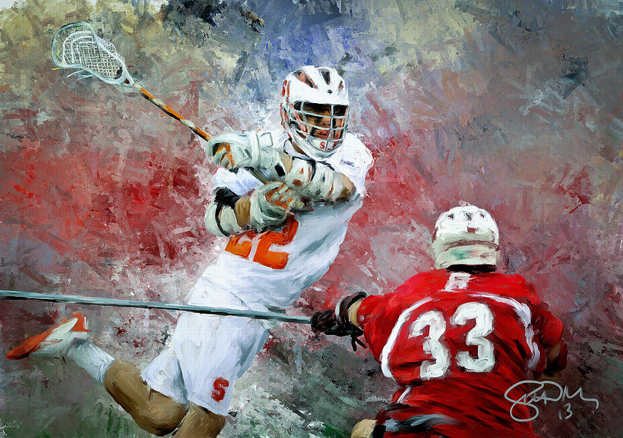 900x633 College Lacrosse 5 Painting By Scott Melby - Lacrosse Painting