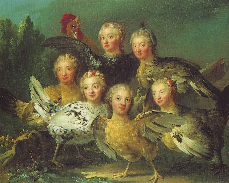 765x612 The Hen Picture, With Queen Lovisa Ulrika's Ladies In Waiting. Mid - Ladies In Waiting Painting