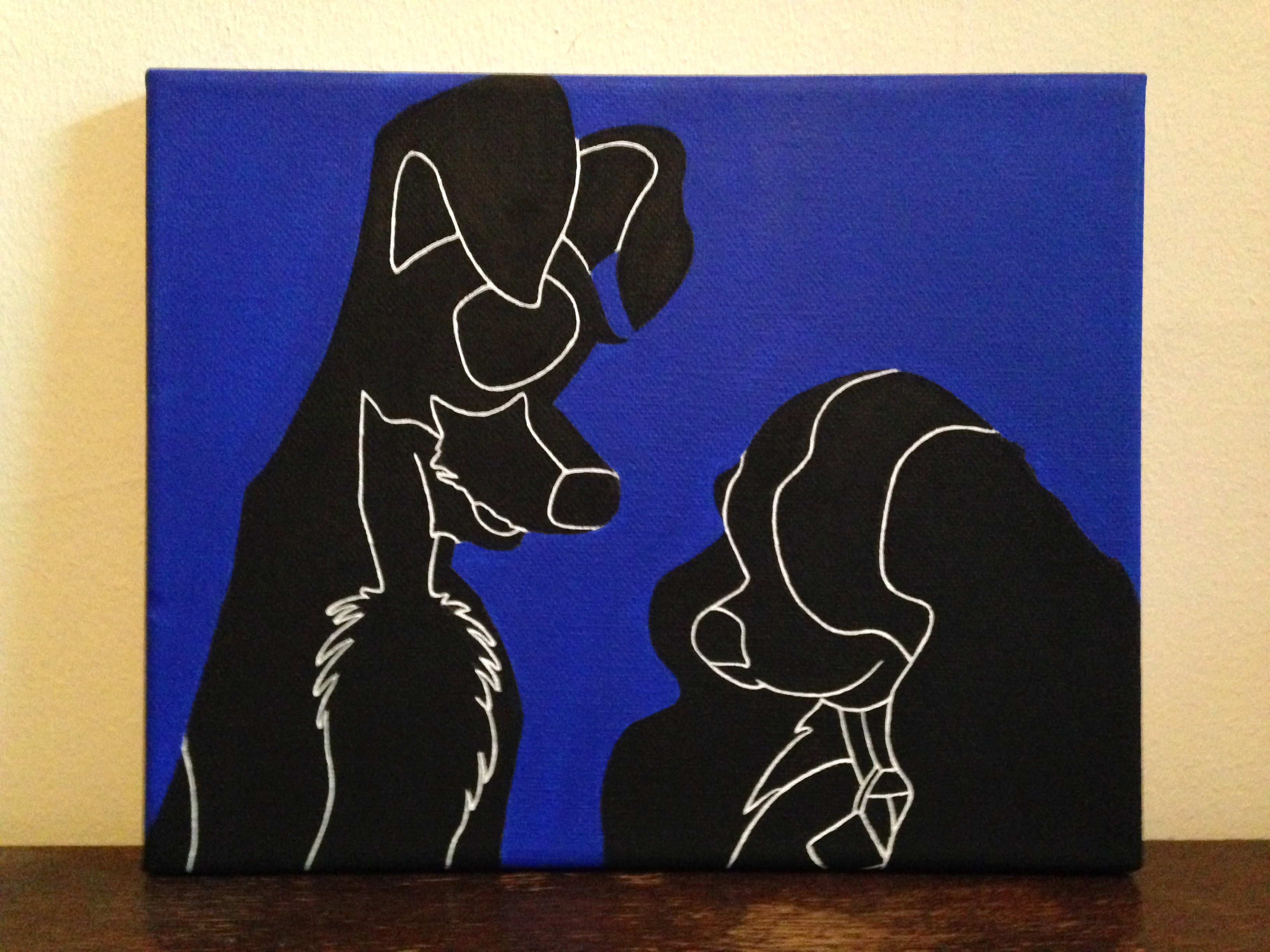 3264x2448 Lady And The Tramp Silhouette Painting Disney - Lady And The Tramp Painting