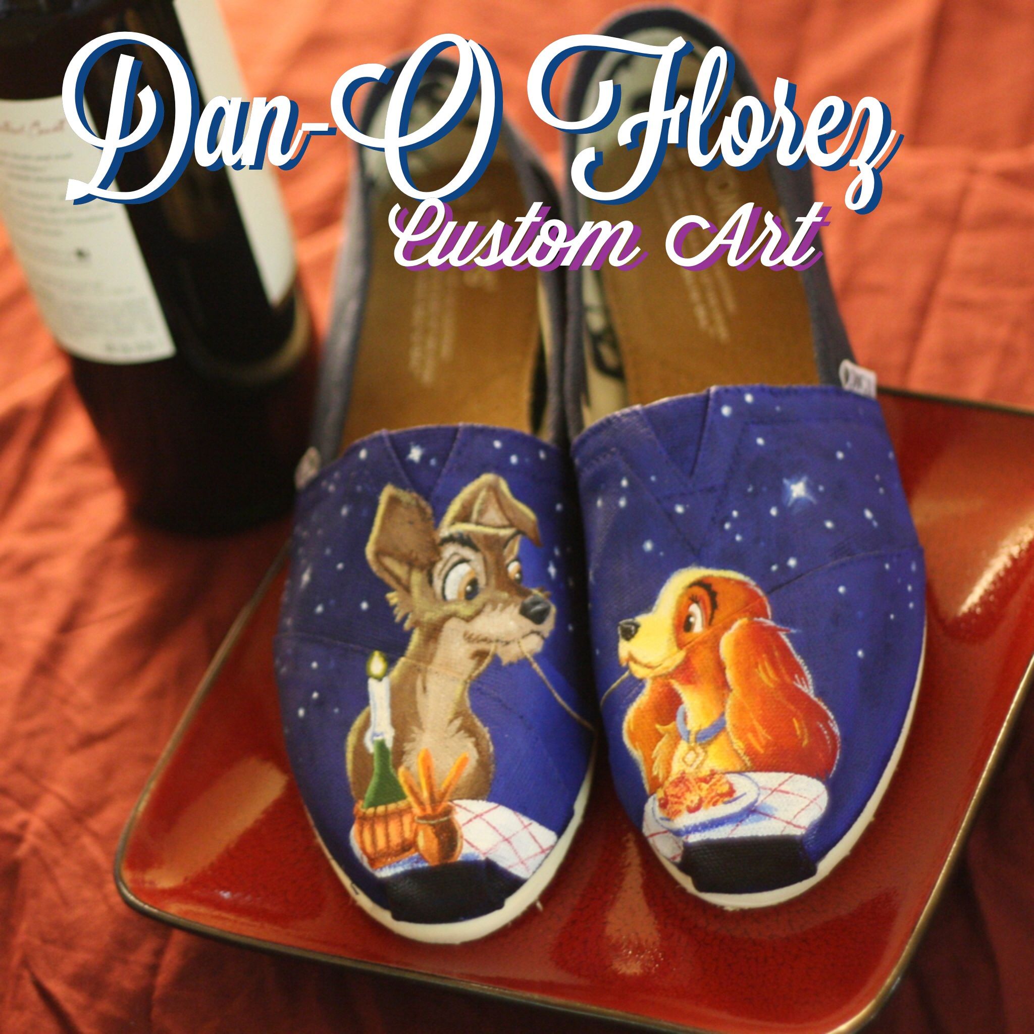 2048x2048 Lady And The Tramp Inspired Artwork Painted On Toms Or Vans. Shoes - Lady And The Tramp Painting