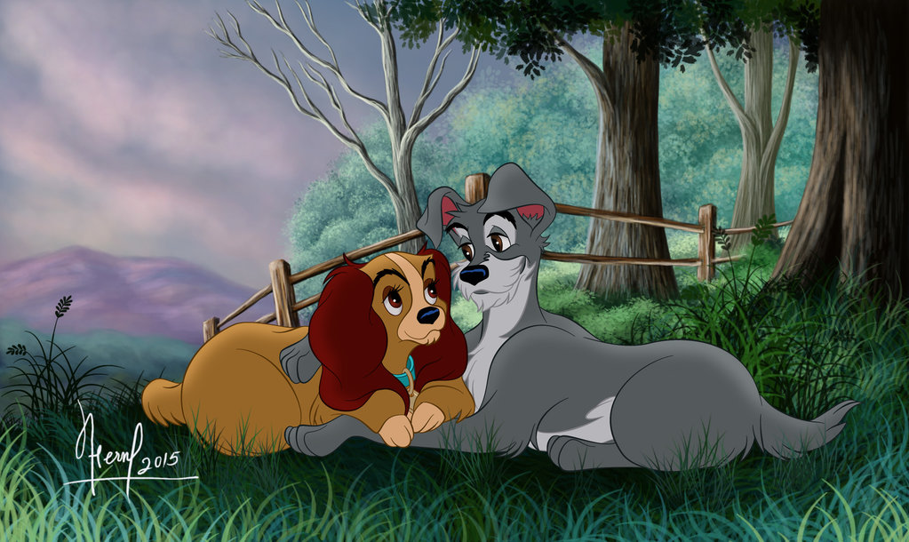 1023x610 The Lady And The Tramp By Fernl - Lady And The Tramp Painting