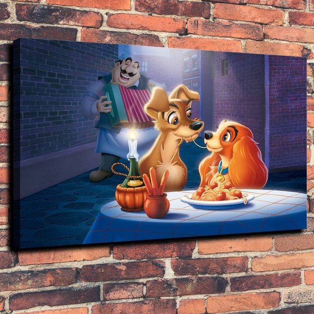640x640 The Lady And The Tramp Wallpaper Print Oil Painting On Canvas Wall - Lady And The Tramp Painting