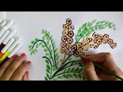 480x360 How To Draw Flower Pot Using Ladyfinger ( Bhindi ) In Less Than 5 - Lady Finger Painting