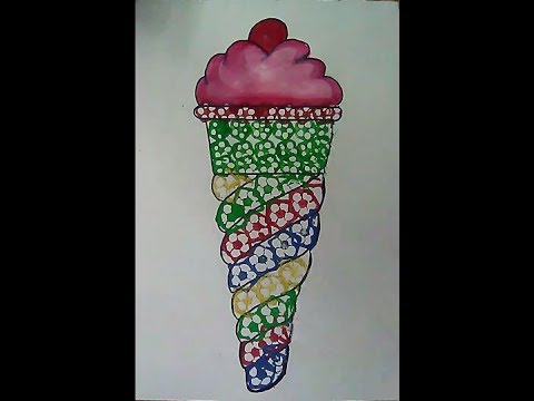 480x360 How To Draw Ice Cream By Ladyfinger ( Bhindi ) Painting - Lady Finger Painting