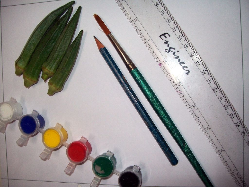 1024x768 Lady Finger Impression Painting - Lady Finger Painting