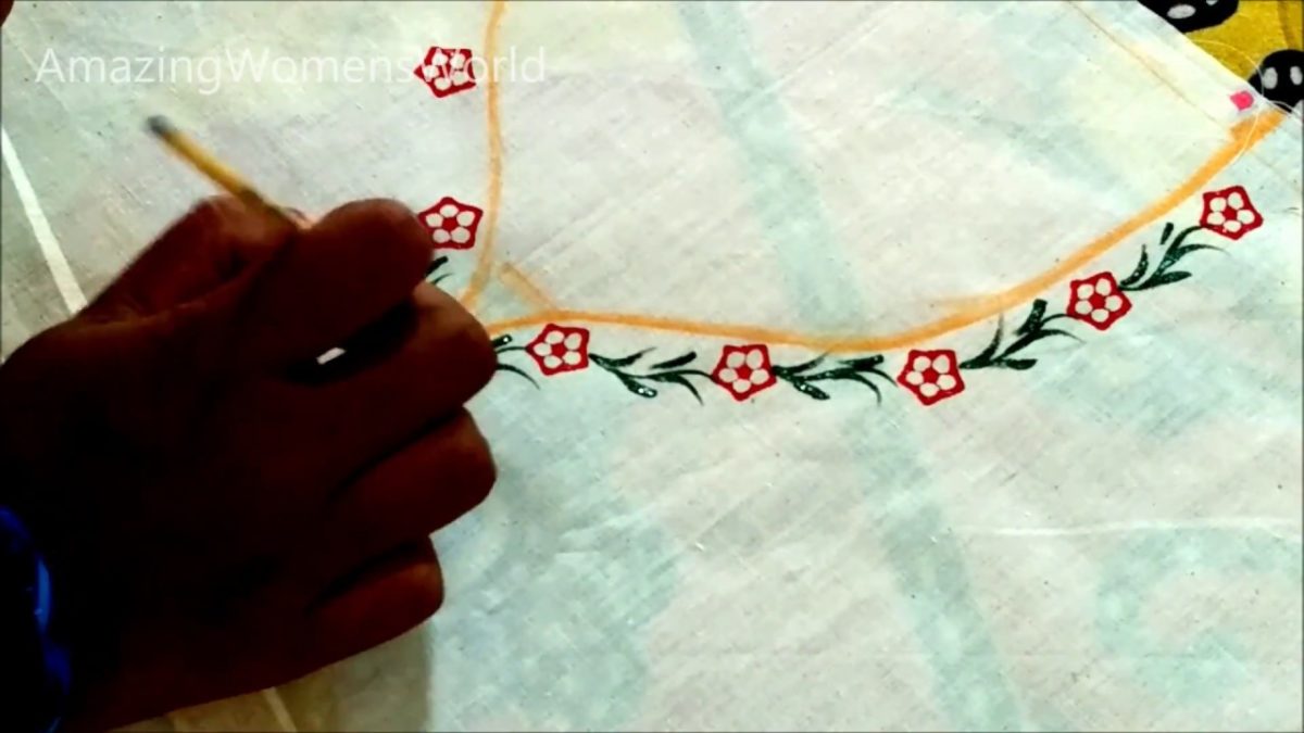 1200x675 Vegetable Block Printing Fabric Painting Neck Design I Lady - Lady Finger Painting