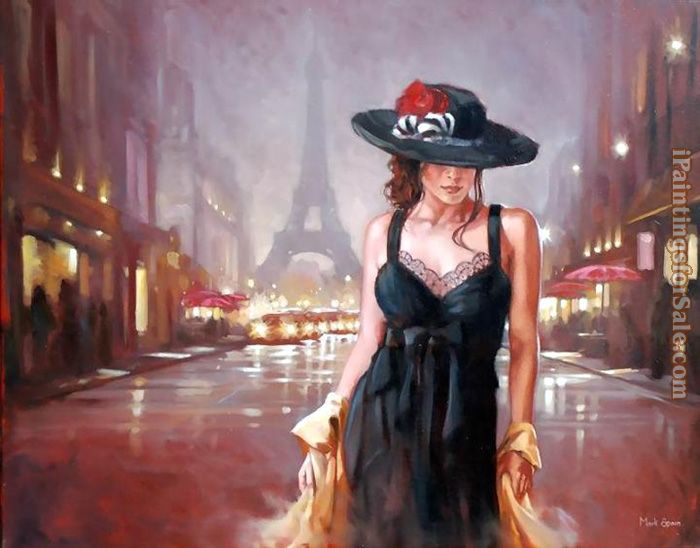700x548 Mark Spain Paris Dreams Painting - Lady In Black Dress Painting